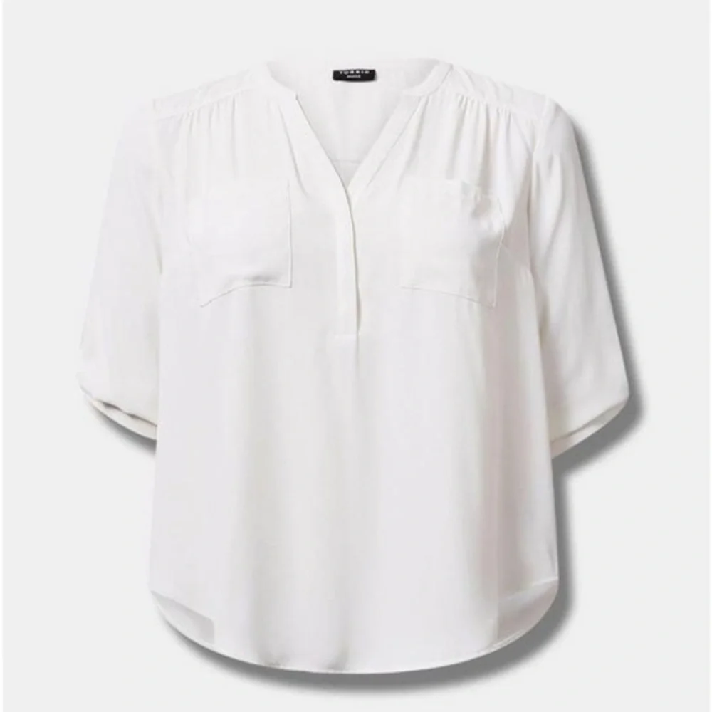 Torrid | Semi Sheer White Chiffon Blouse - Picture 15 of 15